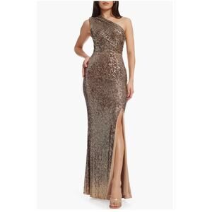 Dress the Population Bronze Sequin One-Shoulder Gown - Small (New)
